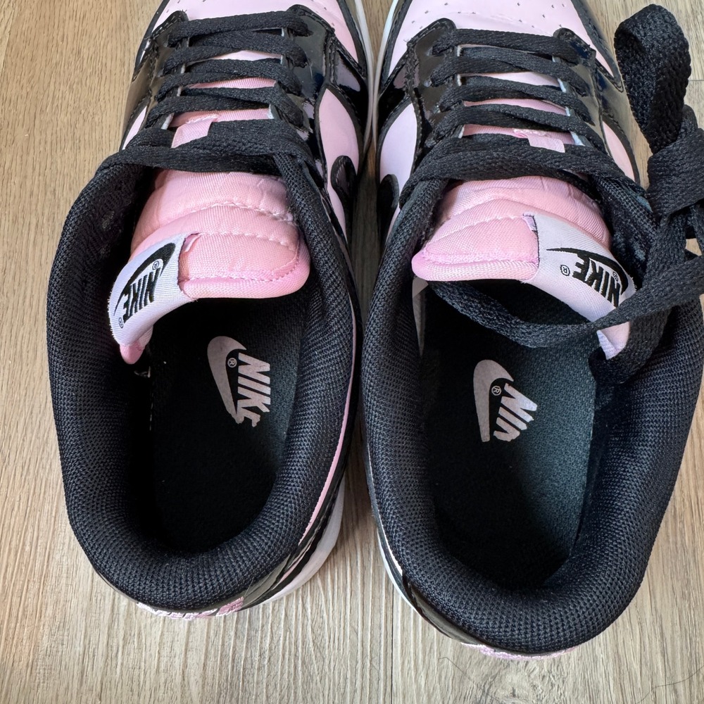 Nike Dunk Low Pink Black Patent Leather Sneakers DJ9955-600 Womens Shoes Size 7 - Picture 8 of 9